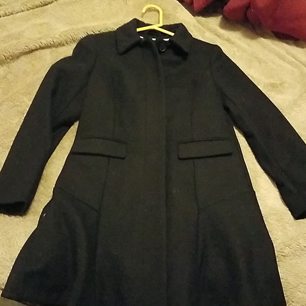Banana Republic black wool coat, size 0P.
